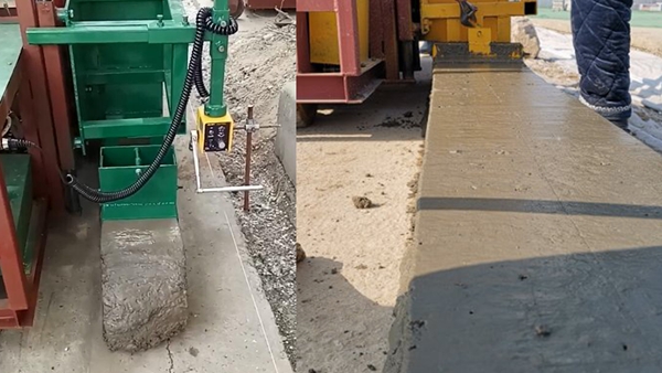 路肩板滑膜機施工現場,路肩板現澆成型機